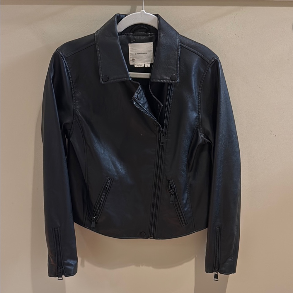 Anthropologie Black Leather Moto Jacket